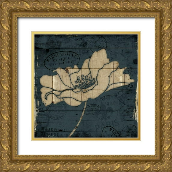 Villa, Mlli 15x15 Gold Ornate Wood Framed with Double Matting Museum Art Print Titled - Traveled Blue Flower Mate