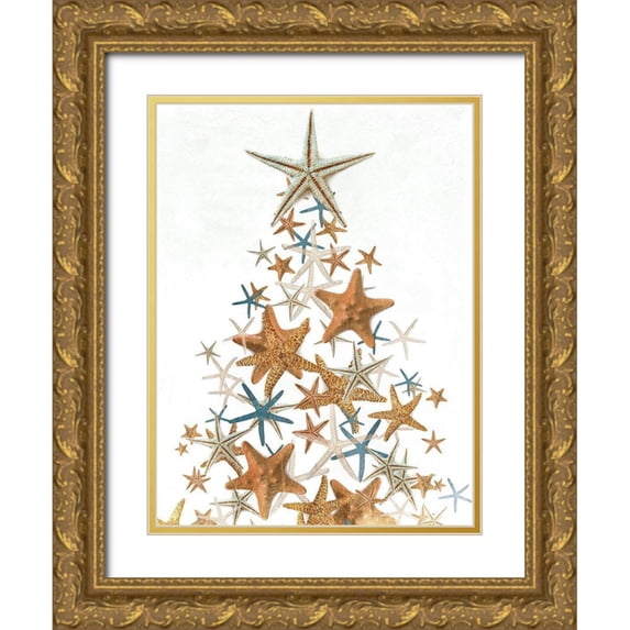 Villa, Mlli 15x18 Gold Ornate Wood Framed with Double Matting Museum Art Print Titled - Star Fish Christmas