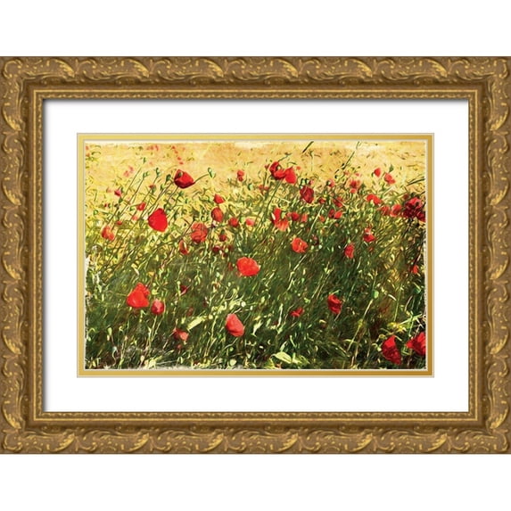Villa, Mlli 18x13 Gold Ornate Wood Framed with Double Matting Museum Art Print Titled - Pack Of Poppies