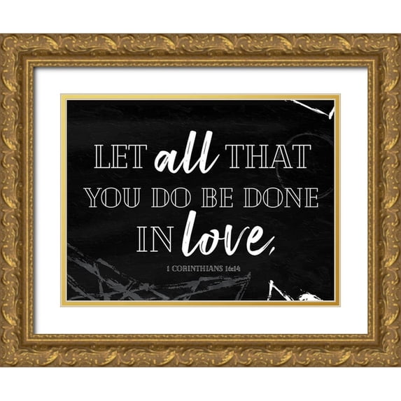 Villa, Mlli 18x15 Gold Ornate Wood Framed with Double Matting Museum Art Print Titled - All Love Bw