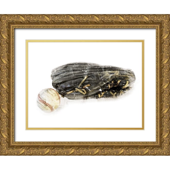 Villa, Mlli 18x15 Gold Ornate Wood Framed with Double Matting Museum Art Print Titled - Ball And Gloves
