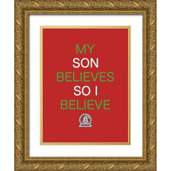 Villa, Mlli 19x24 Gold Ornate Wood Framed with Double Matting Museum Art Print Titled - Son Believes Red