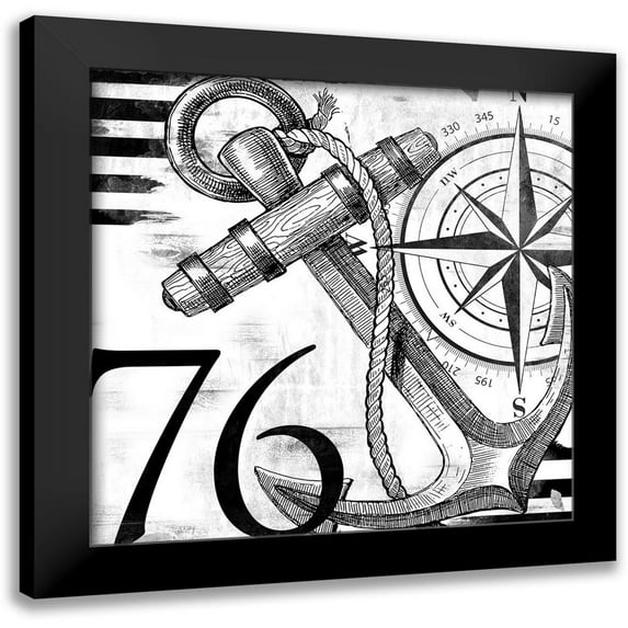 Villa, Mlli 20x20 Black Modern Framed Museum Art Print Titled - Coastal Anchor