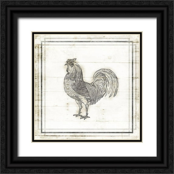 Villa, Mlli 20x20 Black Ornate Wood Framed with Double Matting Museum Art Print Titled - Modern Rooster