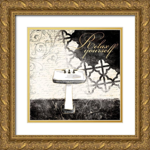 Villa, Mlli 20x20 Gold Ornate Wood Framed with Double Matting Museum Art Print Titled - Relax Yourself Sink