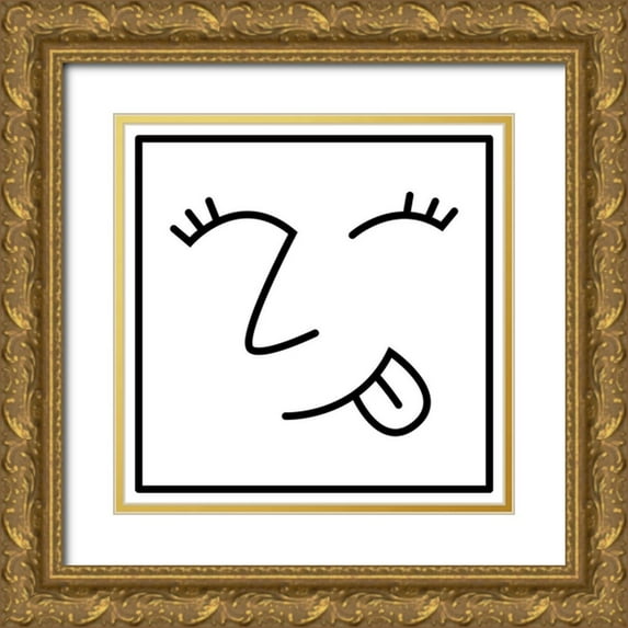 Villa, Mlli 20x20 Gold Ornate Wood Framed with Double Matting Museum Art Print Titled - Sticking Tongue Out