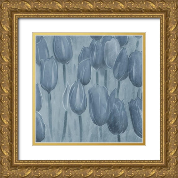 Villa, Mlli 20x20 Gold Ornate Wood Framed with Double Matting Museum Art Print Titled - Tulips Patch Blues