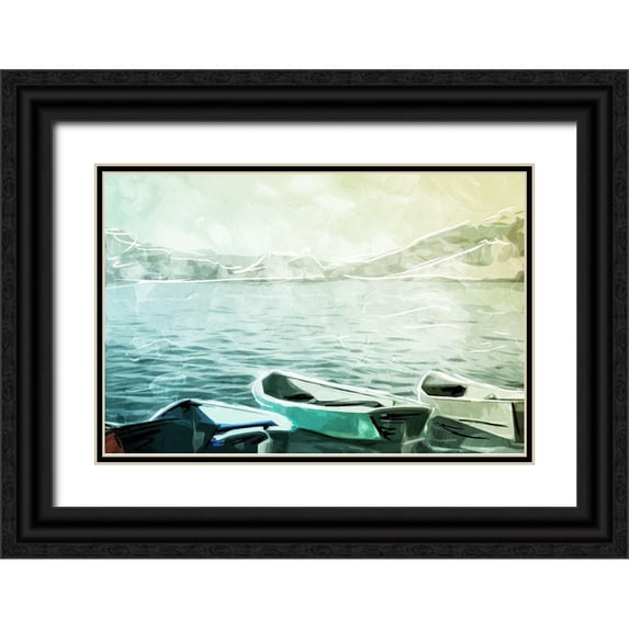 Villa, Mlli 24x17 Black Ornate Wood Framed with Double Matting Museum Art Print Titled - Boats in the Water