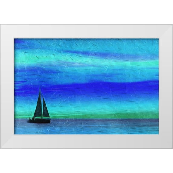 Villa, Mlli 24x17 White Modern Wood Framed Museum Art Print Titled - Night Boating