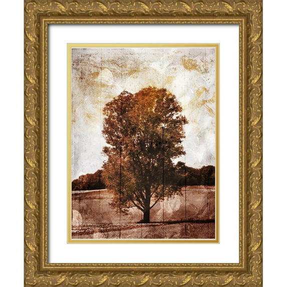Villa, Mlli 25x32 Gold Ornate Wood Framed with Double Matting Museum Art Print Titled - Lonely Fall Tree