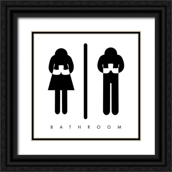 Villa, Mlli 26x26 Black Ornate Wood Framed with Double Matting Museum Art Print Titled - Bathroom Time