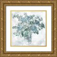 thumbnail image 1 of Villa, Mlli 26x26 Gold Ornate Wood Framed with Double Matting Museum Art Print Titled - Blue Sketch Florals, 1 of 4