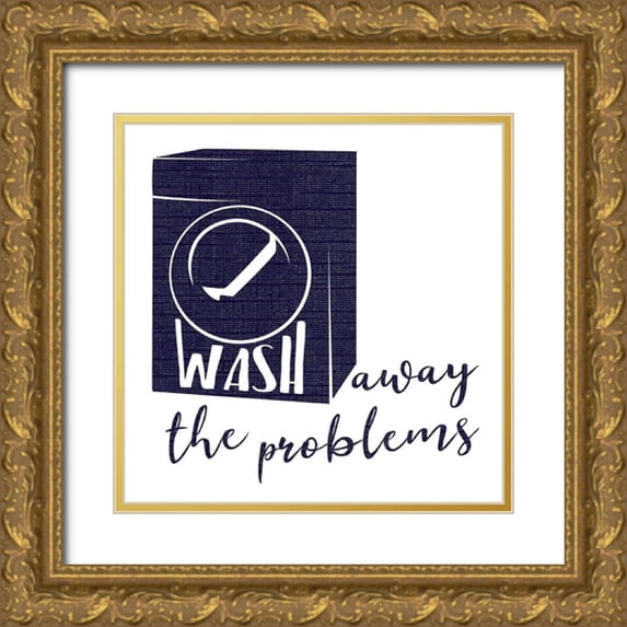 Villa, Mlli 26x26 Gold Ornate Wood Framed with Double Matting Museum Art Print Titled - Wash Away Dark Blue