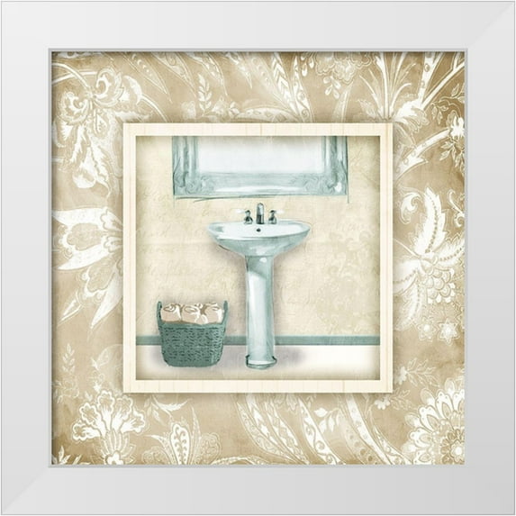Villa, Mlli 26x26 White Modern Wood Framed Museum Art Print Titled - Borderered Teal Sink