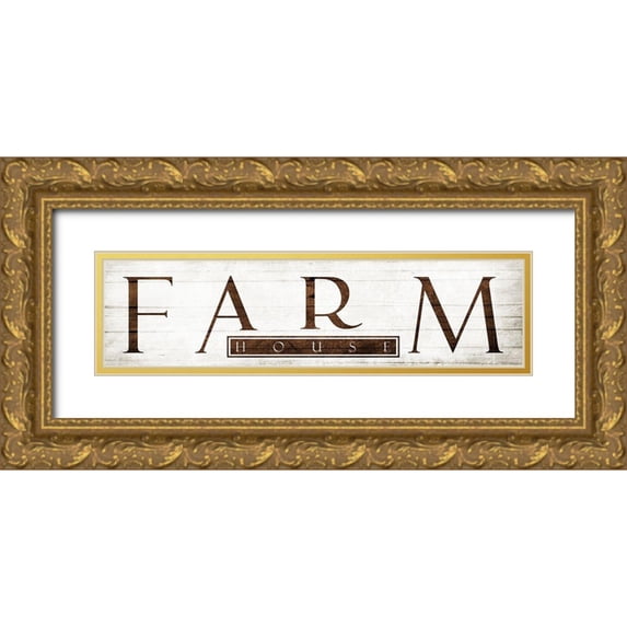 Villa, Mlli 32x11 Gold Ornate Wood Framed with Double Matting Museum Art Print Titled - Farm House Title