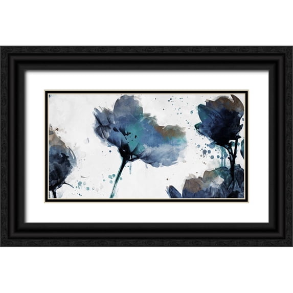 Villa, Mlli 32x19 Black Ornate Wood Framed with Double Matting Museum Art Print Titled - Top of Flowers are Watered Mate