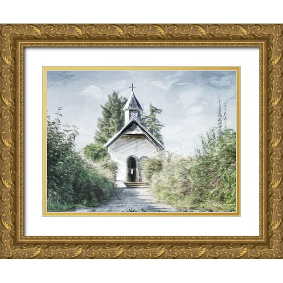 Villa, Mlli 32x25 Gold Ornate Wood Framed with Double Matting Museum Art Print Titled - Single Church