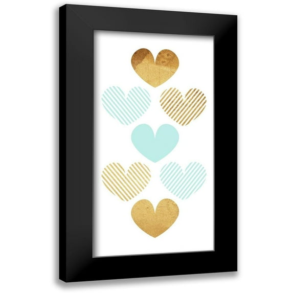 Villa, Mlli 9x14 Black Modern Framed Museum Art Print Titled - Crossed Heart Teal