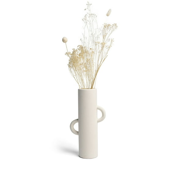 Open Box Villa Moda Ari Tube-Shaped Abstract Decorative Modern Vase, White