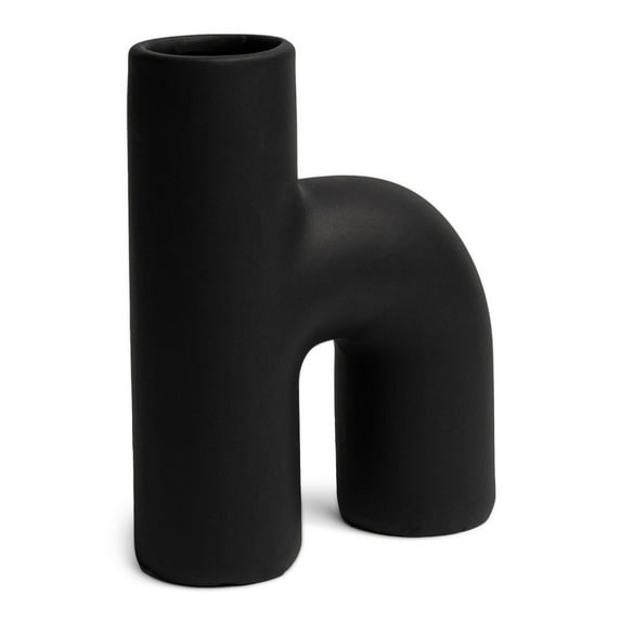 Open Box Villa Moda Lila Abstract Sculptural Decorative Modern Vase, Black