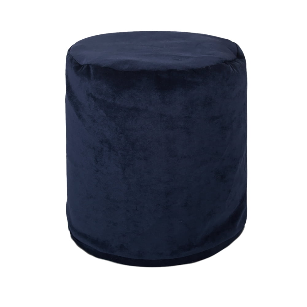 Navy Blue Micro-Velvet Small Pouf