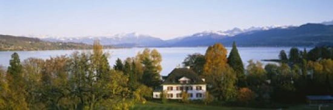 Villa at the waterfront Lake Zurich Zurich Switzerland Canvas Art - Panoramic Images (18 x 6)