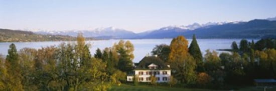 Villa at the waterfront Lake Zurich Zurich Switzerland Canvas Art - Panoramic Images (36 x 12)