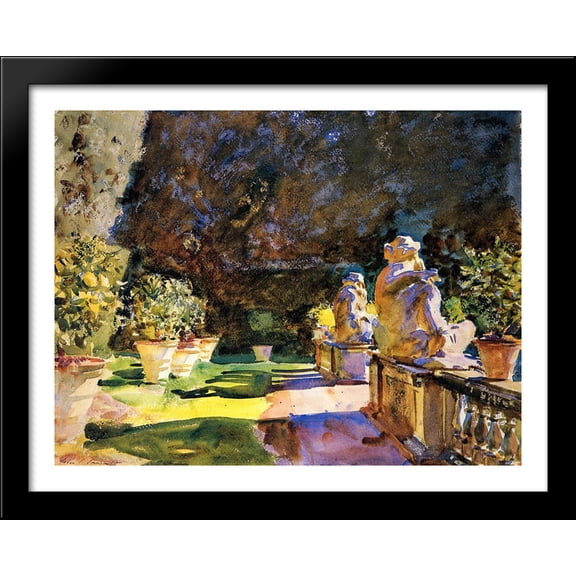 Villa di Marlia, Lucca 36x28 Large Black Wood Framed Print Art by John Singer Sargent