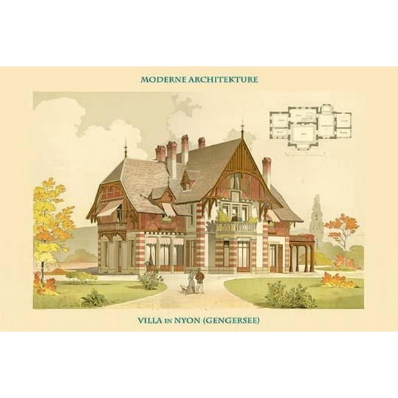 Villa in Nyon, Lake Geneva-Fine Art Canvas Print (20" x 30")