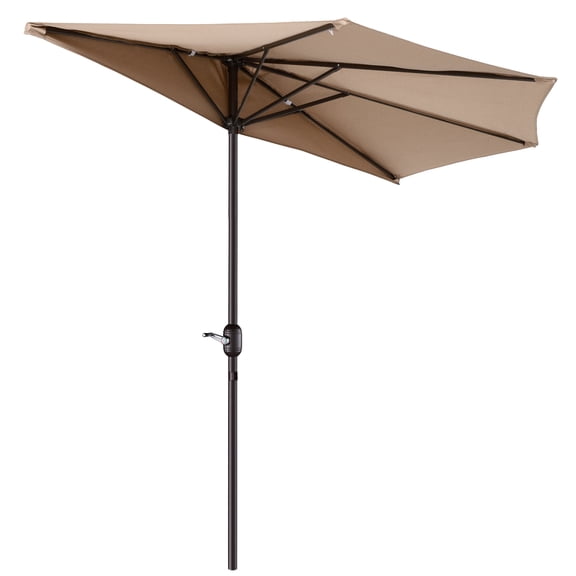 Villacera 9FT Outdoor Half Patio Umbrella - Balcony Furniture, Beige