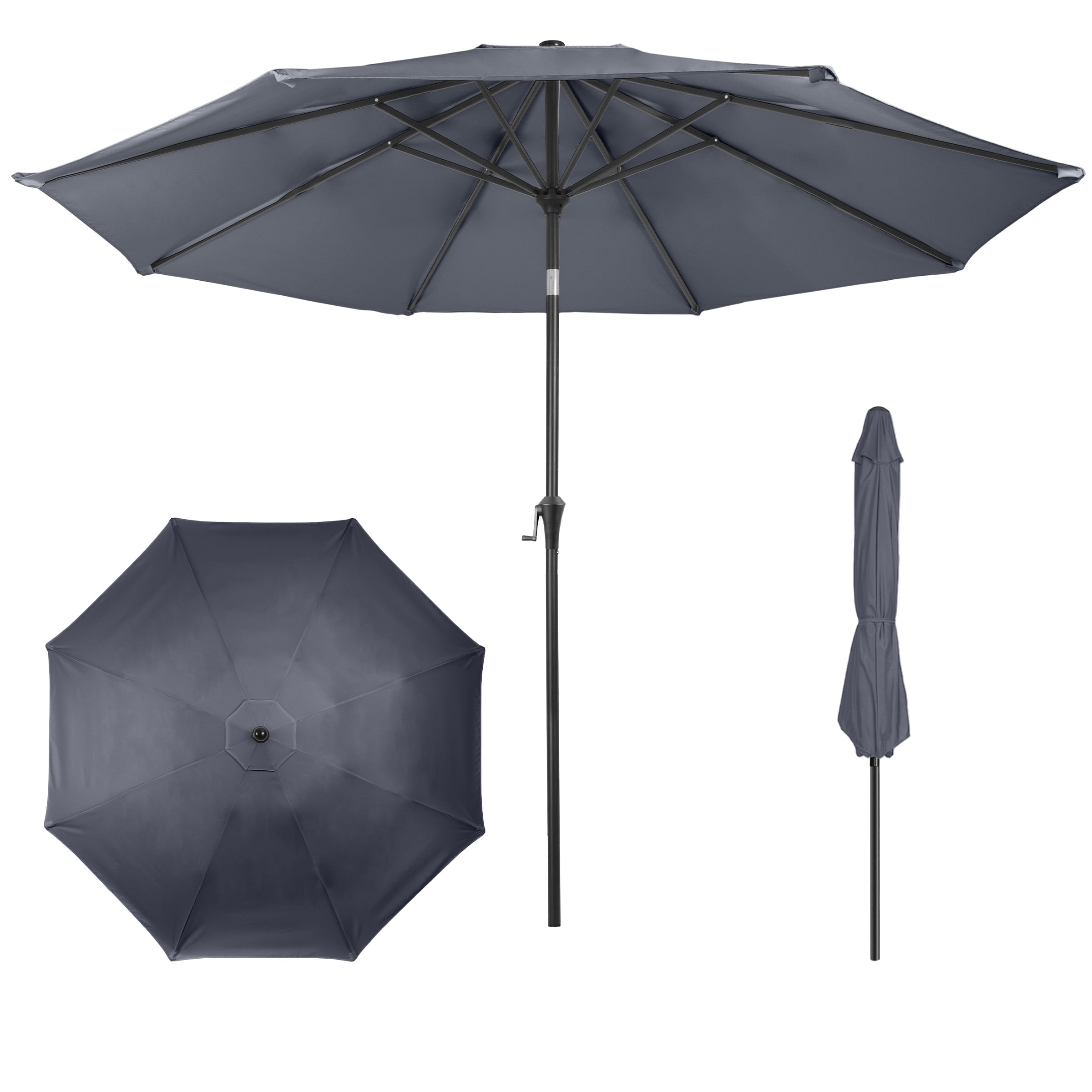 Villacera 9FT Outdoor Patio Umbrella Shade with Auto Tilt, Gray