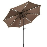 DTX INTL Villacera 9FT Outdoor Patio Umbrella with Solar Lights and Tilt, Brown