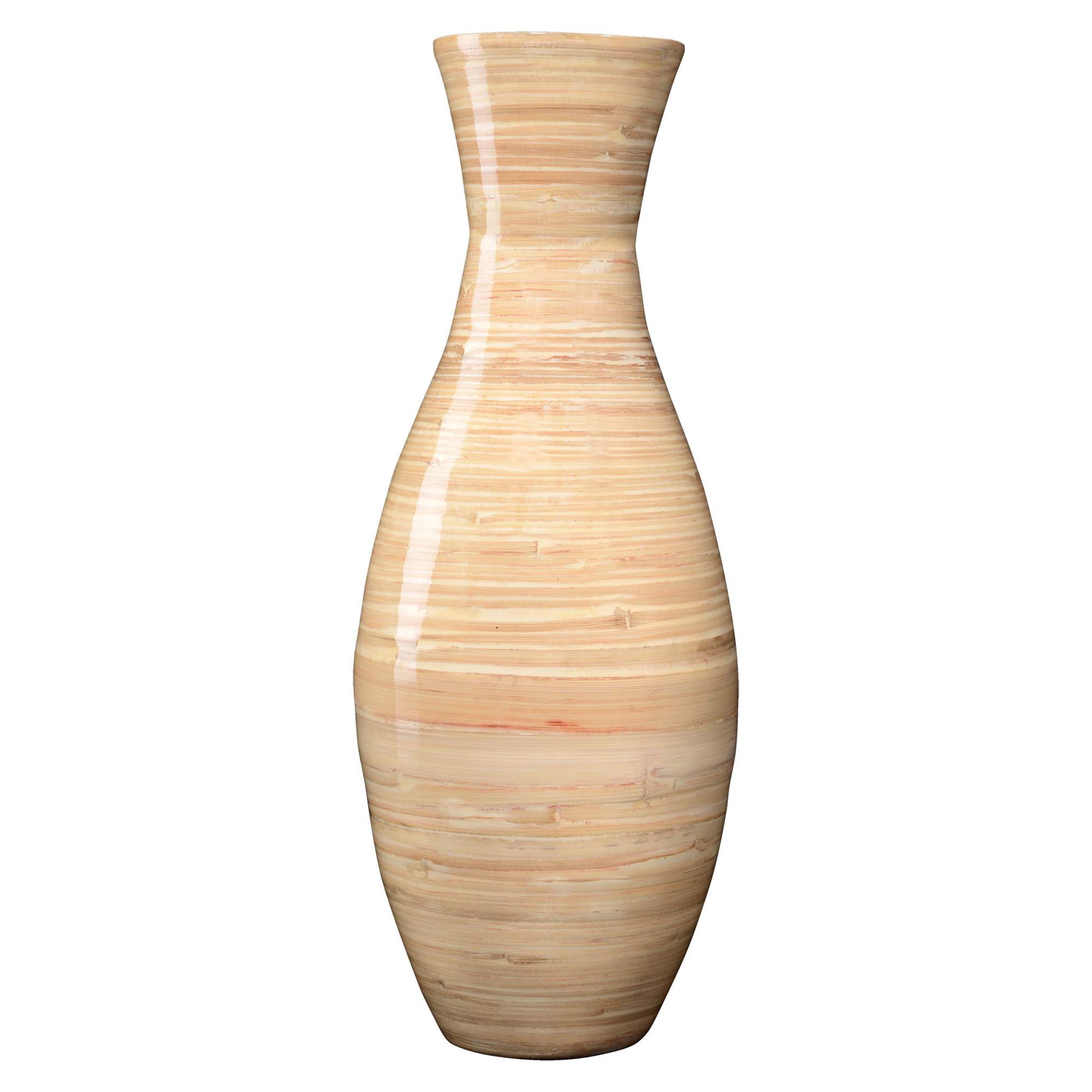 Natural Bamboo Handcrafted 20-Inch Tall Decorative Floor Vase