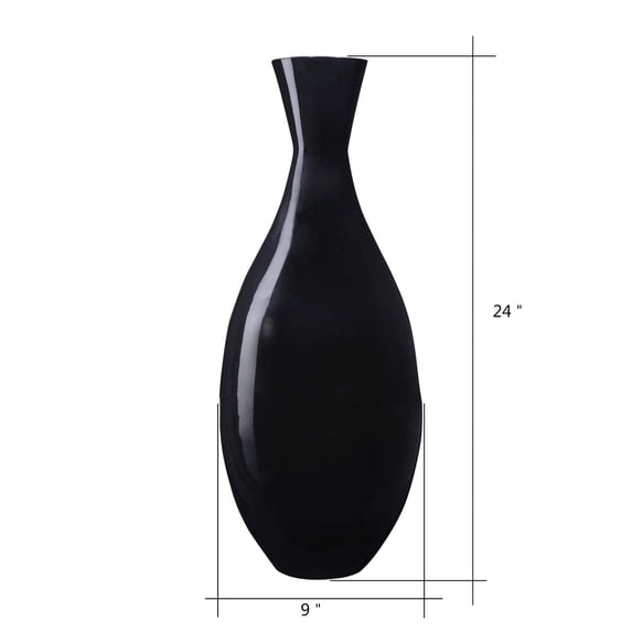 Villacera Handcrafted 24-Inch-Tall Sustainable Bamboo Floor Vase (Black)