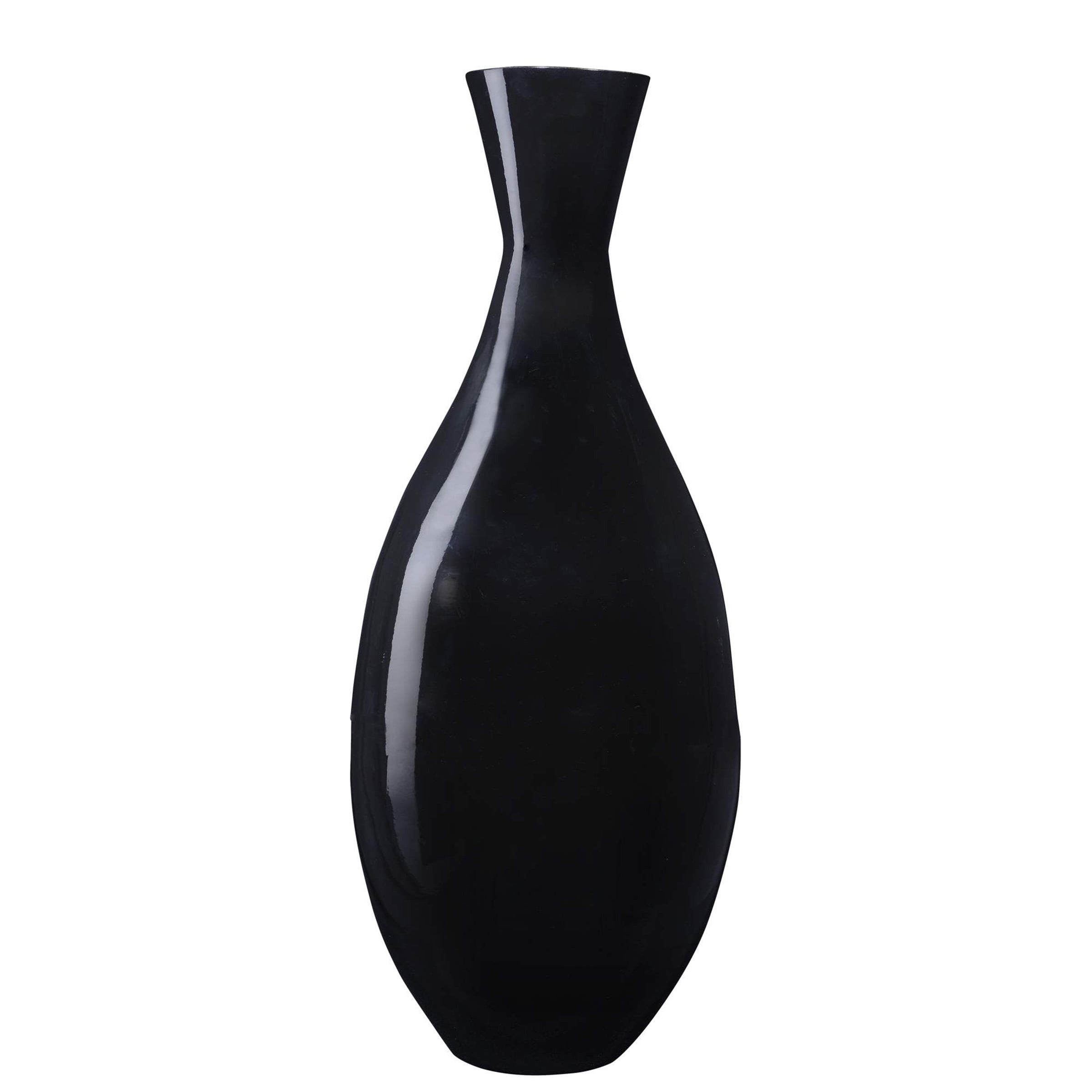 Villacera Handcrafted 24” Tall Black Bamboo Vase, Decorative Tear Drop Floor Vase for Silk Plants, Flowers, Filler Decor, Sustainable Bamboo