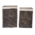 thumbnail image 1 of Villacera Portable Handmade Wicker Laundry Hampers with Lid made of Water Hyacinth | Set of 2 in Black Finish, 1 of 8