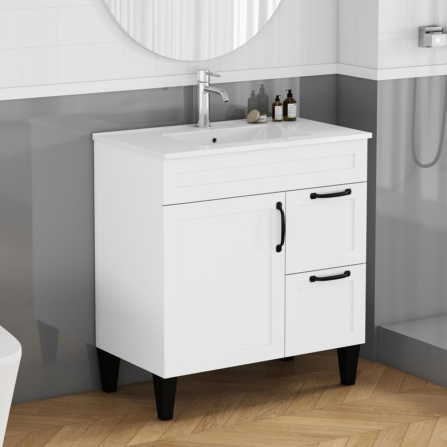 Villachicco 32″ Bathroom Vanity Cabinet with Ceramic Sink Combo, 1 ...