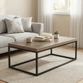 thumbnail image 1 of Villachico 47" French Oak Coffee Table for Living Room, Metal Frame and Extra Thick 1.2" Wood Tabletop, Max. Loading 200 lbs.(Grey Wash), 1 of 7