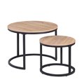 thumbnail image 1 of Villachico 24" Round Nesting Table / End Table / Side Table, Natural Oak Wood top and Metel Frame, 1 of 6