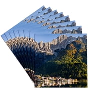 3drose, Village Alleghe Below the Dolomites, Veneto, Italy, Set of 8 Ceramic Tile Coasters