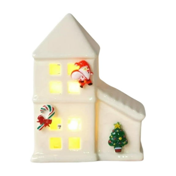 Village Building Statue Ceramic Light Up Christmas Decoration for Winter Party Tabletop Display
