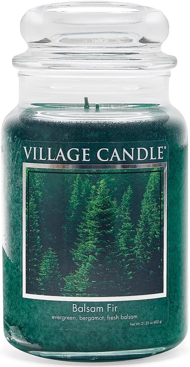 Village Candle Balsam Fir Large Apothecary Jar, Scented Candle, 21.25