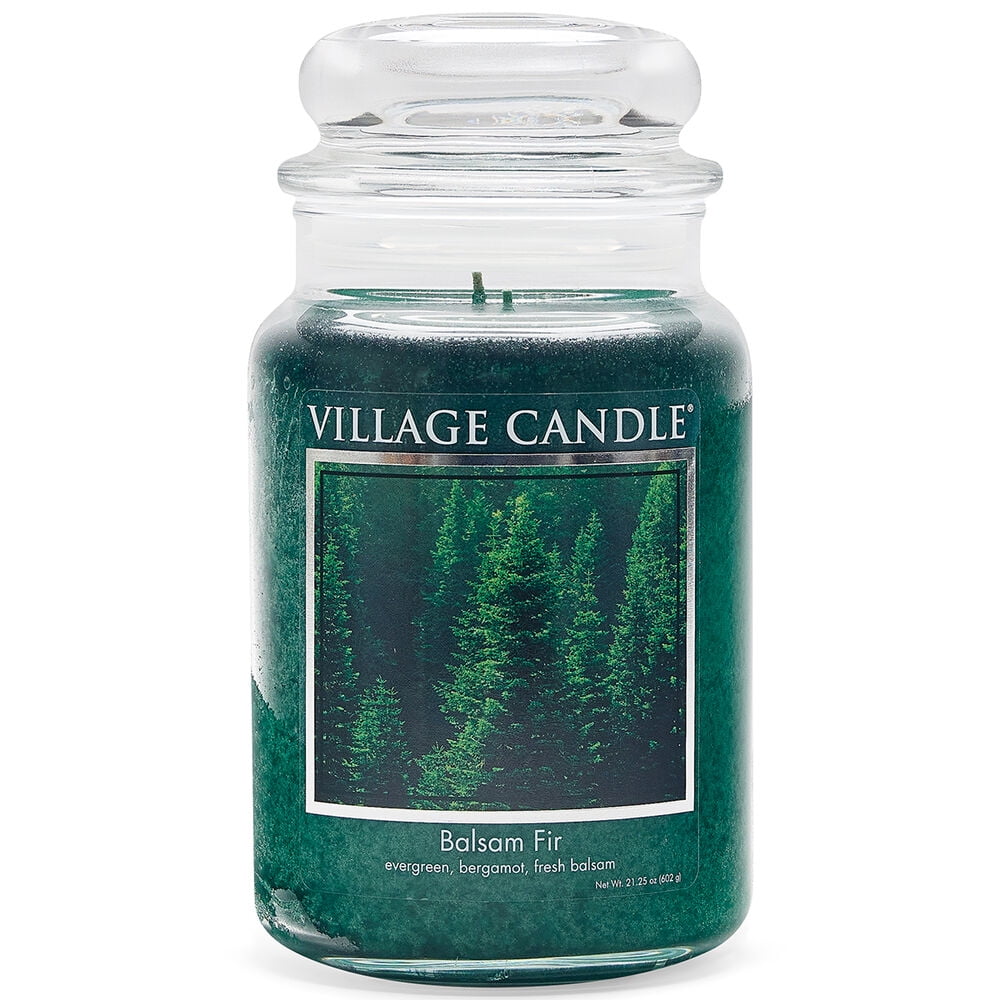 Large Green Balsam Fir Scented Glass Jar Candle