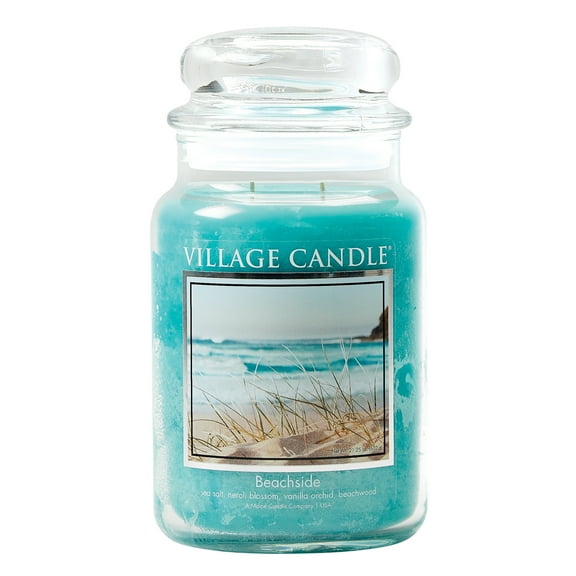 Village Candle Beachside Scented Candle, Large 21.25 oz Apothecary Jar