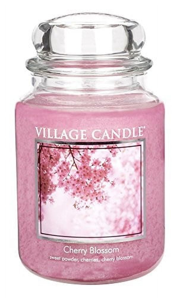 Village Candle Cherry Blossom 26 oz Glass Jar Scented Candle, Large