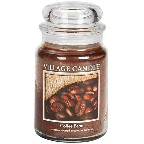 Village Candle Coffee Bean Glass Jar Scented Candle, Large, 21.25 oz, Brown