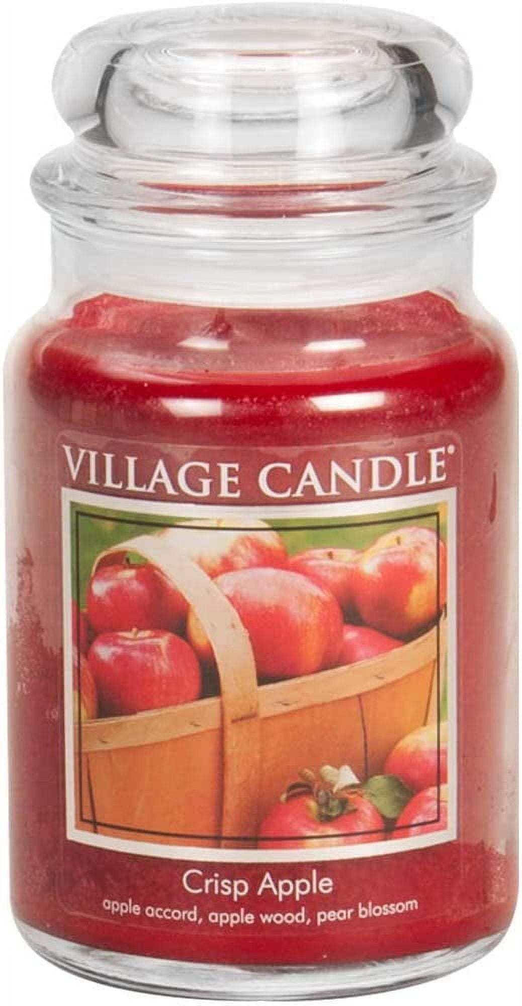 Village Candle Crisp Apple, Large Glass Apothecary Jar Scented Candle, 21.25 oz, Red