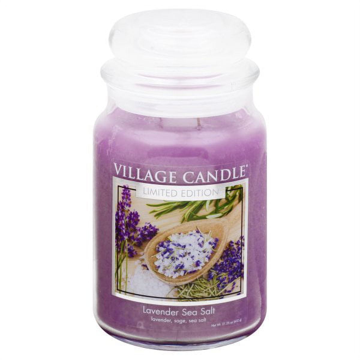 Lavender Sea Salt Large Purple Glass Jar Candle