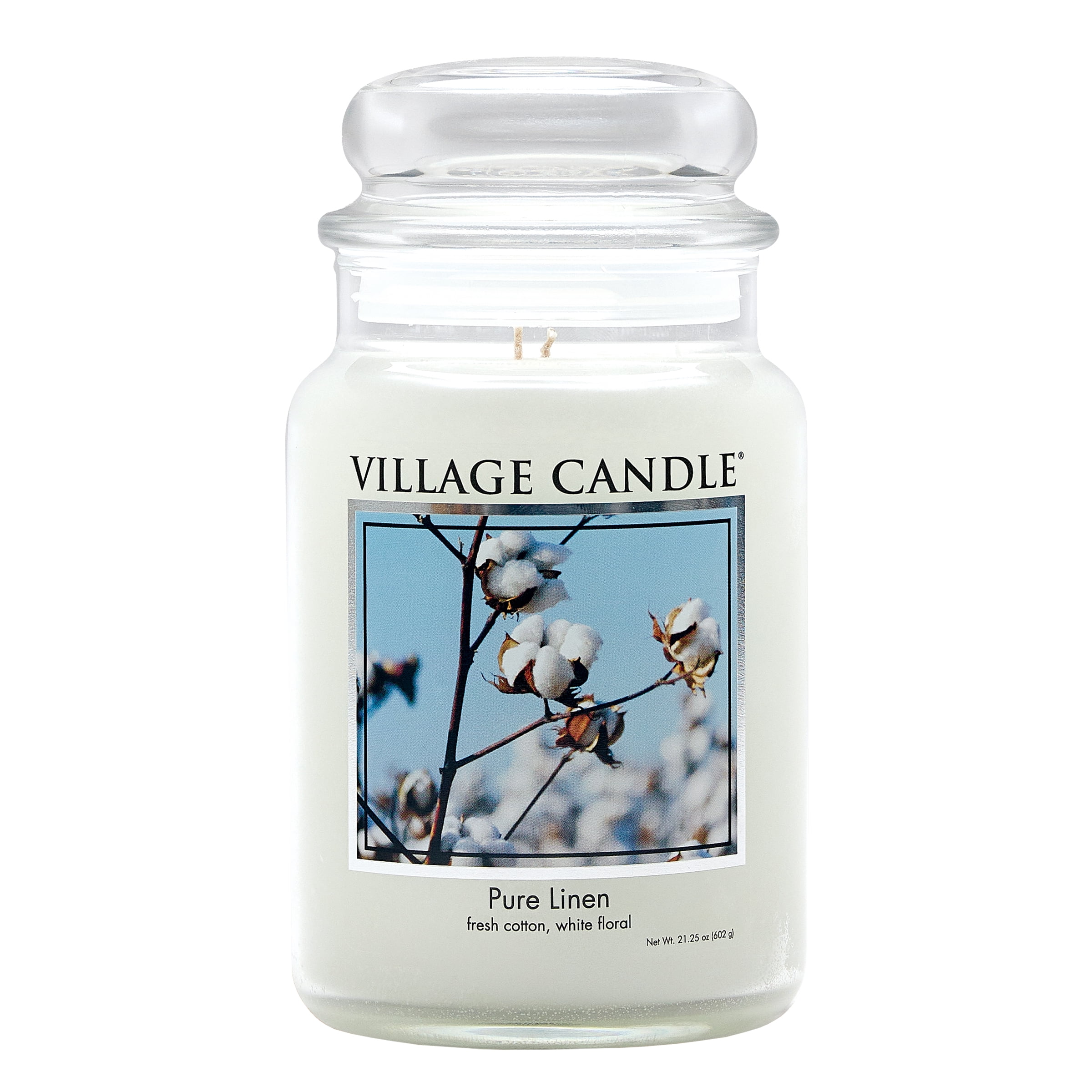 Village Candle Pure Linen Scented Candle, Fresh Cotton, White Floral ...