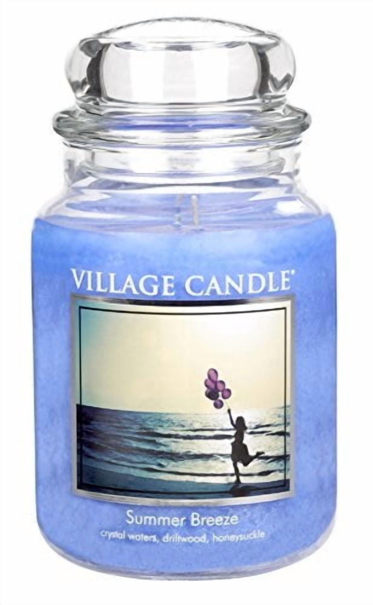 Village Candle Summer Breeze Large Glass Apothecary Jar Scented Candle, 21.25 oz, Blue